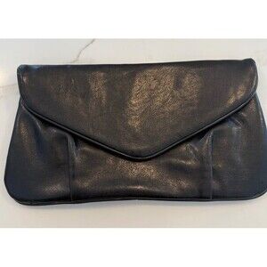 Vintage Black Faux Leather Unbranded Clutch Handbag